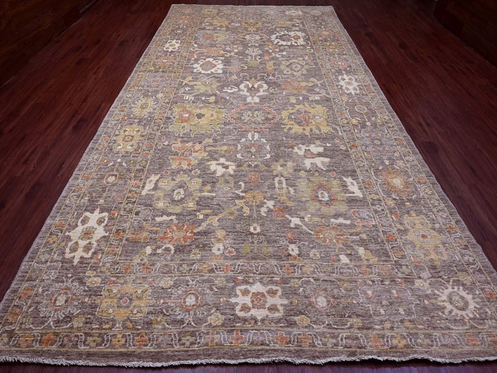 8'0" x 15'7" New Hand Knotted Brown Wool Runner Oriental Rug - MOA10289761