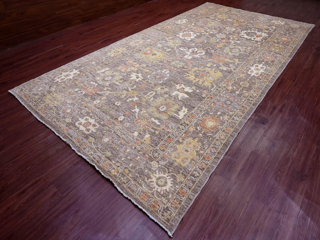 8'0" x 15'7" New Hand Knotted Brown Wool Runner Oriental Rug - MOA10289761