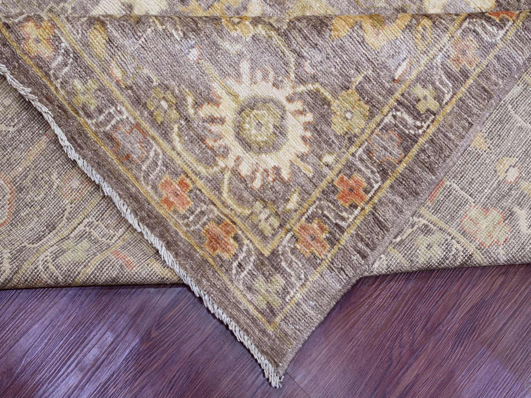 8'0" x 15'7" New Hand Knotted Brown Wool Runner Oriental Rug - MOA10289761