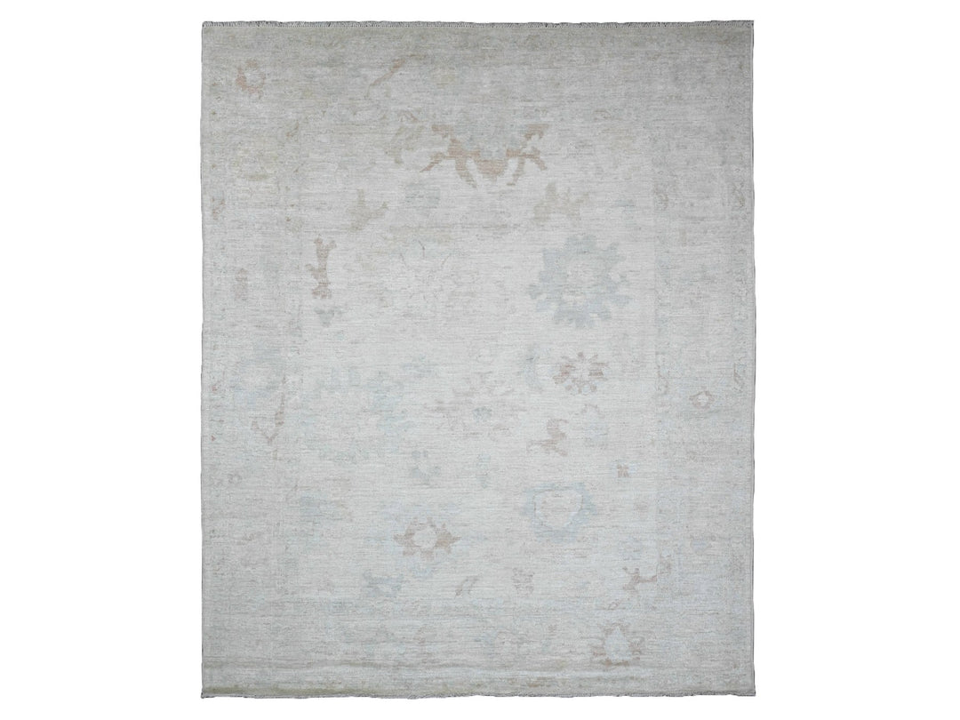 7'11" x 9'7" New Hand Knotted Grey Wool Rectangle Oriental Rug - MOA10289766