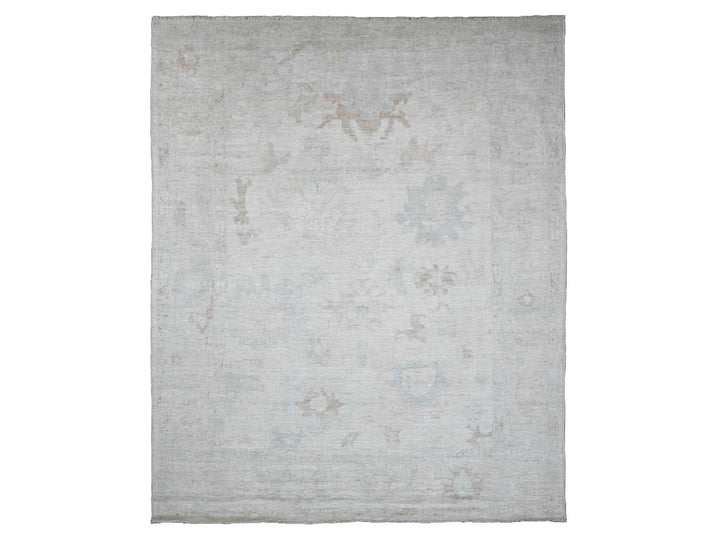 7'11" x 9'7" New Hand Knotted Grey Wool Rectangle Oriental Rug - MOA10289766