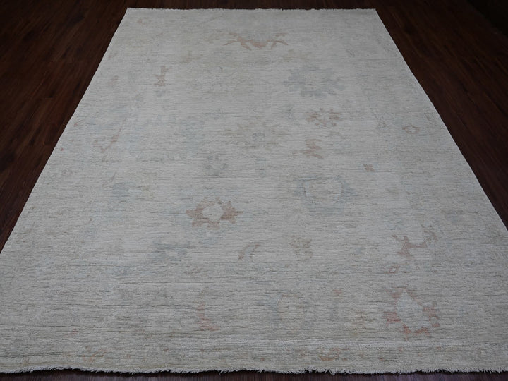7'11" x 9'7" New Hand Knotted Grey Wool Rectangle Oriental Rug - MOA10289766