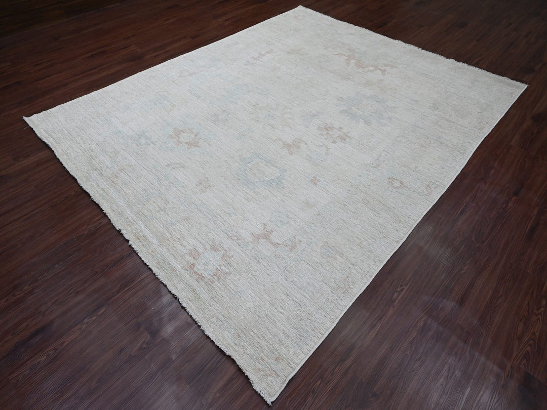 7'11" x 9'7" New Hand Knotted Grey Wool Rectangle Oriental Rug - MOA10289766