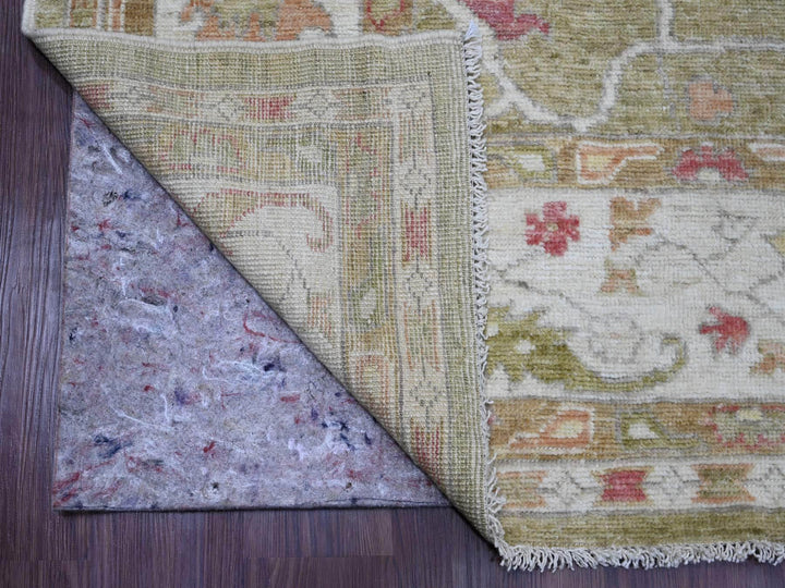 8'1" x 9'7" New Hand Knotted Green Wool Rectangle Oriental Rug - MOA10289767