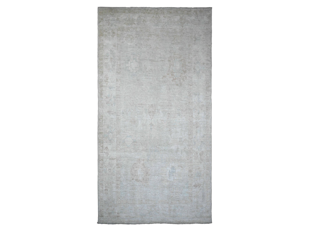 7'8" x 14'10" New Hand Knotted Grey Wool Runner Oriental Rug - MOA10289768