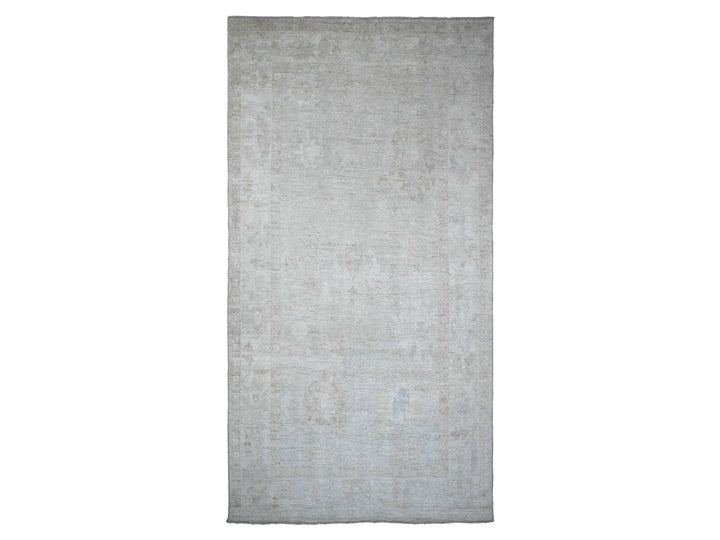 7'8" x 14'10" New Hand Knotted Grey Wool Runner Oriental Rug - MOA10289768