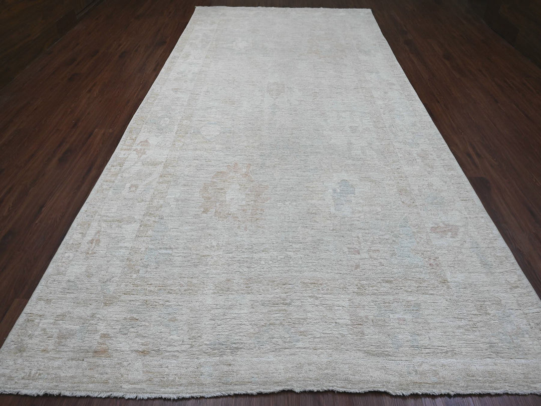 7'8" x 14'10" New Hand Knotted Grey Wool Runner Oriental Rug - MOA10289768