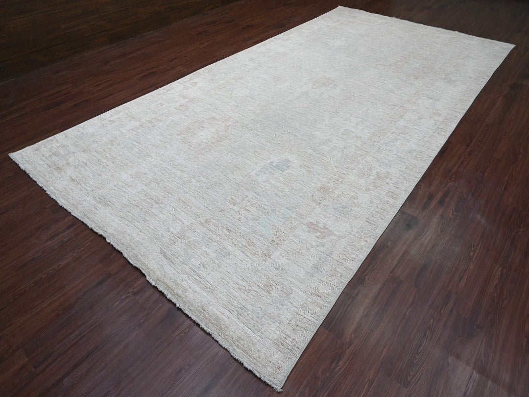 7'8" x 14'10" New Hand Knotted Grey Wool Runner Oriental Rug - MOA10289768