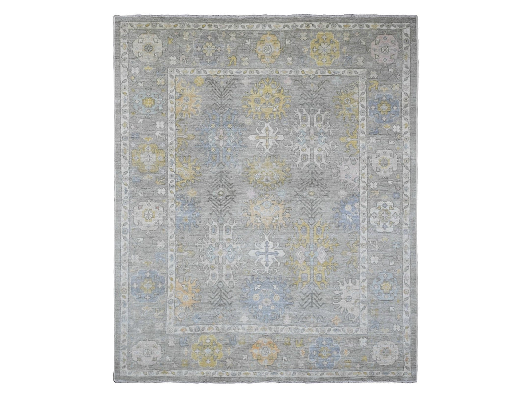 8'0" x 9'7" New Hand Knotted Grey Wool Rectangle Oriental Rug - MOA10289769