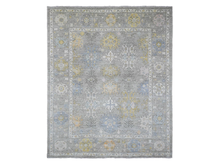 8'0" x 9'7" New Hand Knotted Grey Wool Rectangle Oriental Rug - MOA10289769