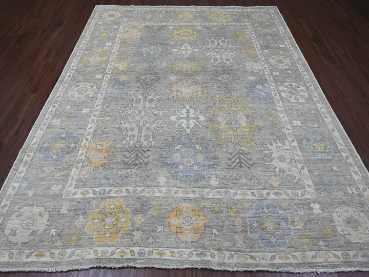 8'0" x 9'7" New Hand Knotted Grey Wool Rectangle Oriental Rug - MOA10289769