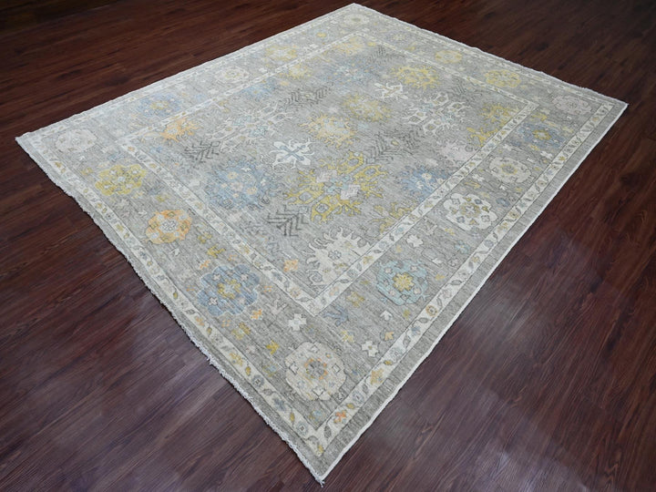 8'0" x 9'7" New Hand Knotted Grey Wool Rectangle Oriental Rug - MOA10289769