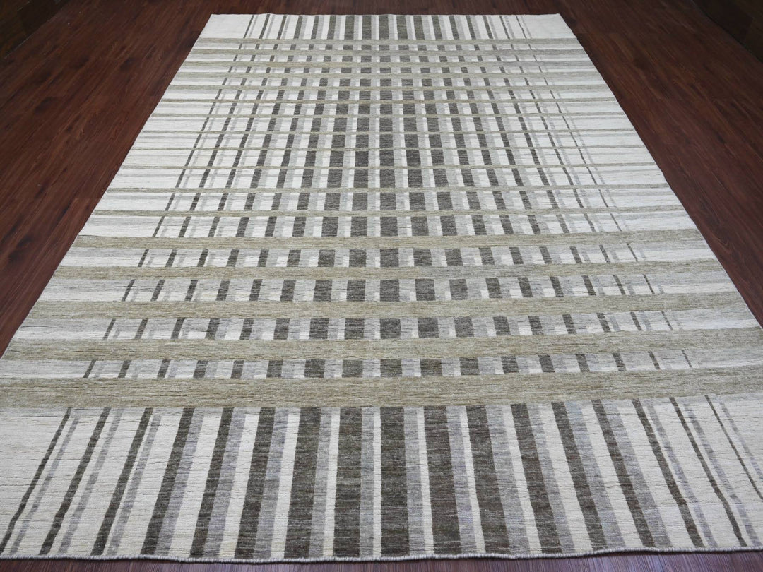 8'8" x 11'8" New Hand Knotted Brown Wool Rectangle Oriental Rug - MOA10289774