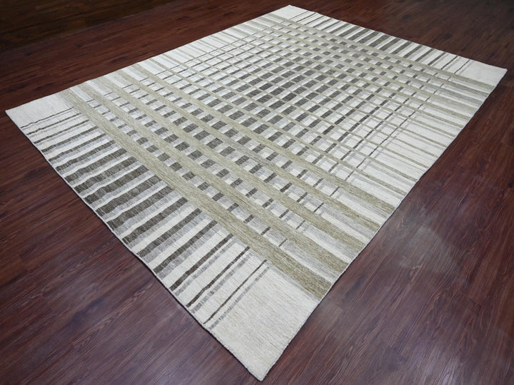 8'8" x 11'8" New Hand Knotted Brown Wool Rectangle Oriental Rug - MOA10289774