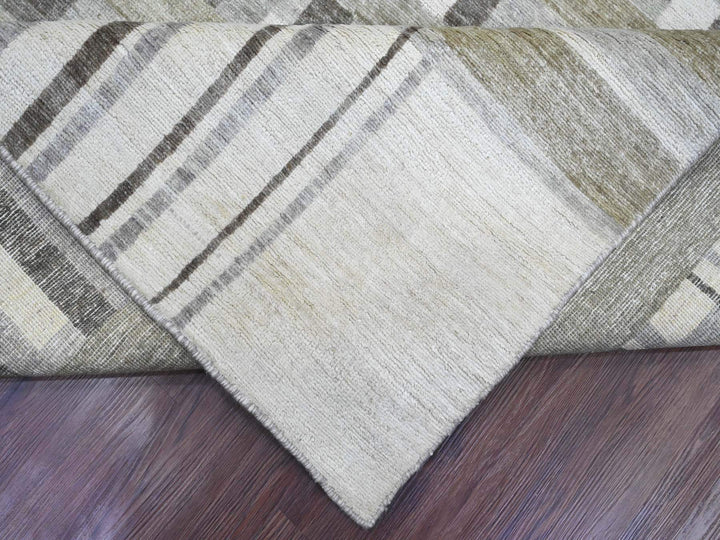 8'8" x 11'8" New Hand Knotted Brown Wool Rectangle Oriental Rug - MOA10289774