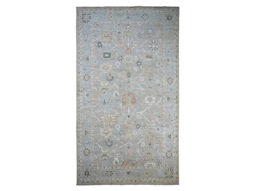 9'9" x 17'3" New Hand Knotted Grey Wool Rectangle Oriental Rug - MOA10289775