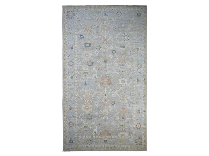 9'9" x 17'3" New Hand Knotted Grey Wool Rectangle Oriental Rug - MOA10289775
