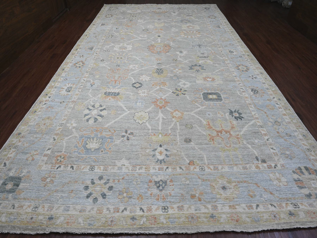 9'9" x 17'3" New Hand Knotted Grey Wool Rectangle Oriental Rug - MOA10289775