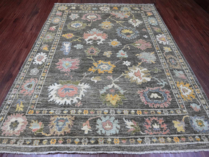 7'11" x 9'10" New Hand Knotted Brown Wool Rectangle Oriental Rug - MOA10289777