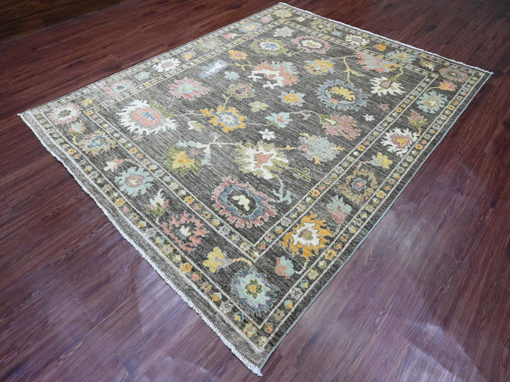 7'11" x 9'10" New Hand Knotted Brown Wool Rectangle Oriental Rug - MOA10289777