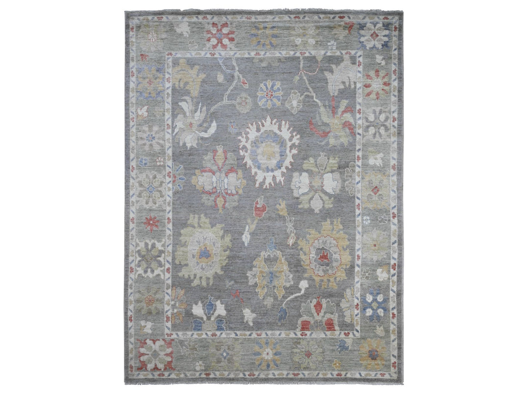 7'11" x 10'6" New Hand Knotted Grey Wool Rectangle Oriental Rug - MOA10289778