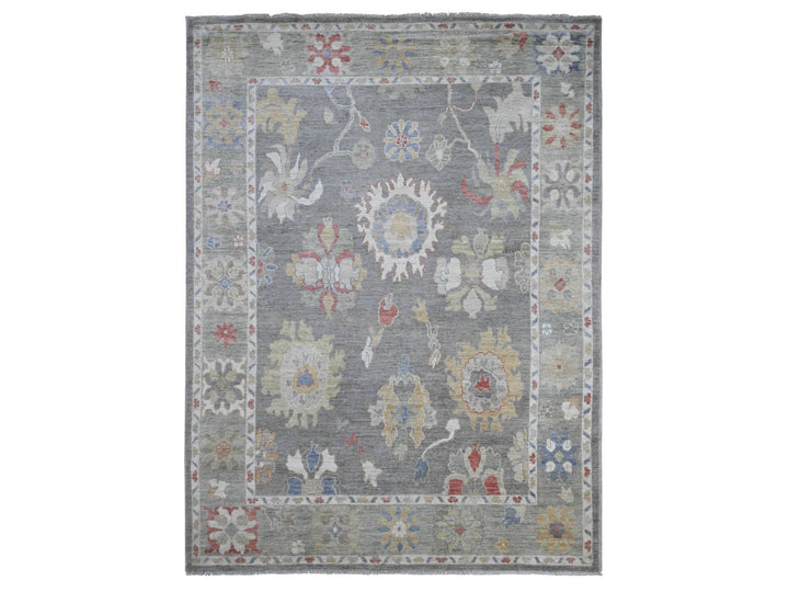 7'11" x 10'6" New Hand Knotted Grey Wool Rectangle Oriental Rug - MOA10289778