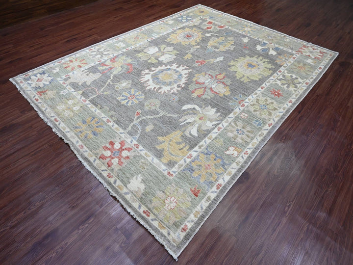7'11" x 10'6" New Hand Knotted Grey Wool Rectangle Oriental Rug - MOA10289778