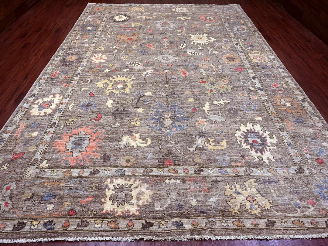 10'0" x 13'7" New Hand Knotted Brown Wool Rectangle Oriental Rug - MOA10289780