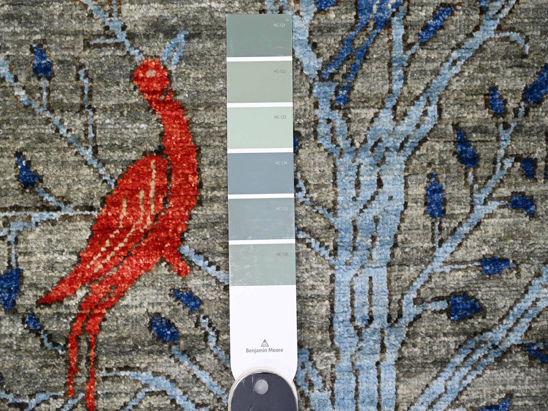 5'0" x 6'9" New Hand Knotted Grey Wool Rectangle Oriental Rug - MOA10289790