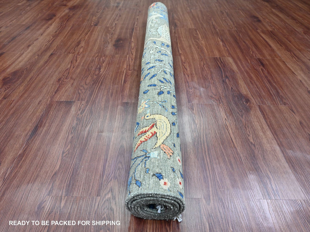 5'0" x 6'9" New Hand Knotted Grey Wool Rectangle Oriental Rug - MOA10289790
