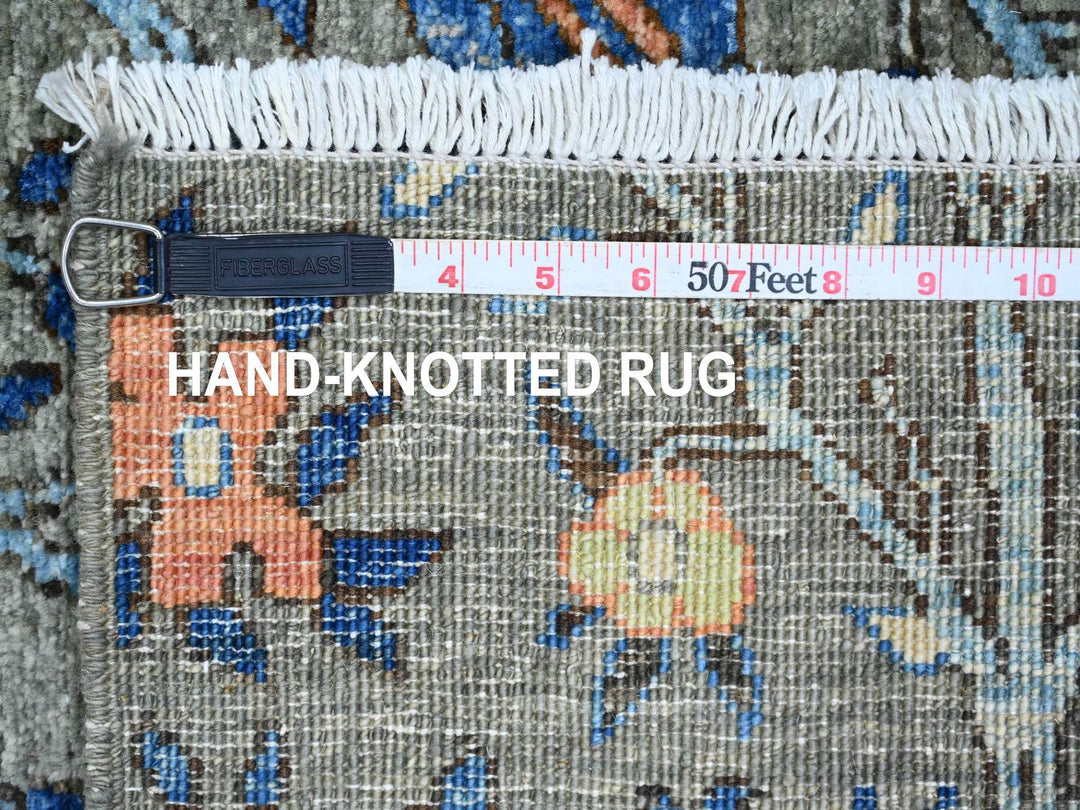 5'0" x 6'9" New Hand Knotted Grey Wool Rectangle Oriental Rug - MOA10289790