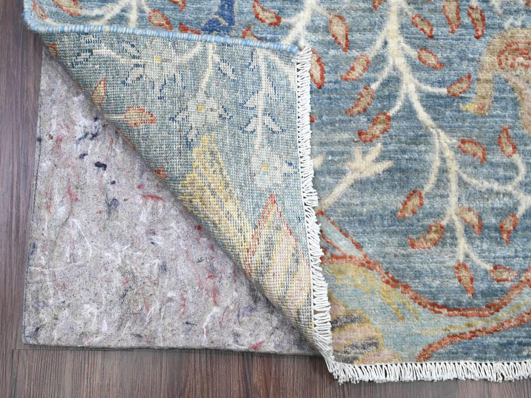 2'7" x 25'8" New Hand Knotted Blue Wool Runner Oriental Rug - MOA10289794