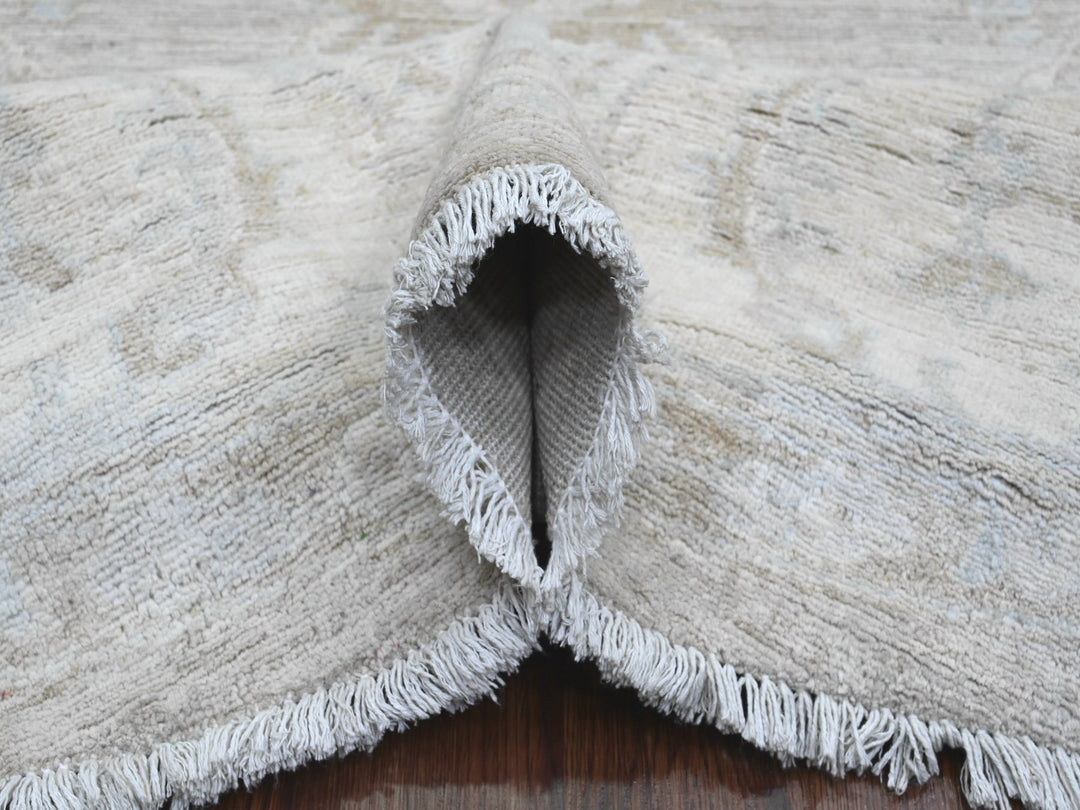 7'8" x 7'11" New Hand Knotted Grey Wool Round Oriental Rug - MOA10289795