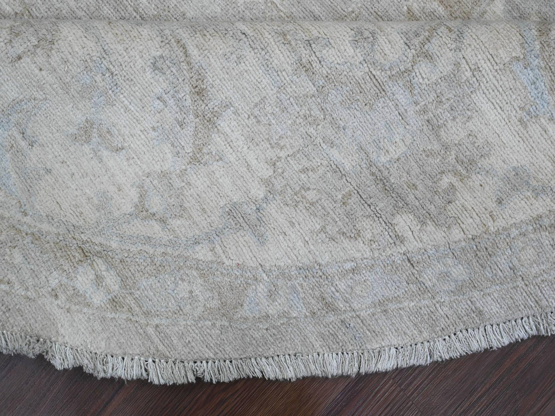 7'8" x 7'11" New Hand Knotted Grey Wool Round Oriental Rug - MOA10289795