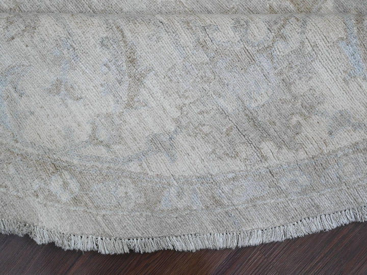 7'8" x 7'11" New Hand Knotted Grey Wool Round Oriental Rug - MOA10289795