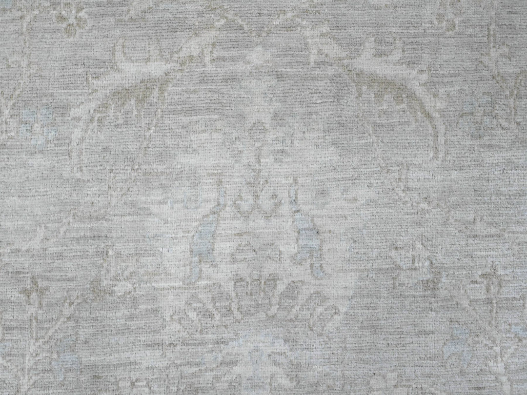 7'8" x 7'11" New Hand Knotted Grey Wool Round Oriental Rug - MOA10289795