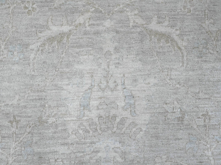 7'8" x 7'11" New Hand Knotted Grey Wool Round Oriental Rug - MOA10289795