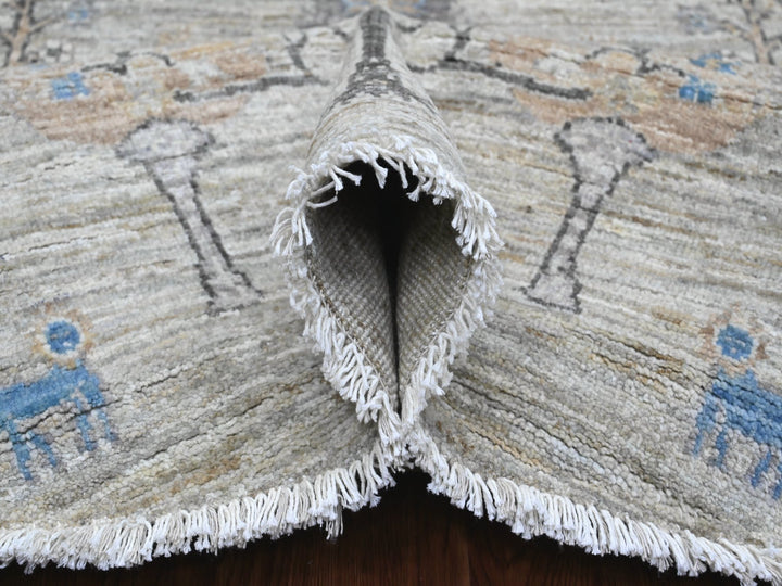 7'11" x 8'0" New Hand Knotted Grey Wool Round Oriental Rug - MOA10289797