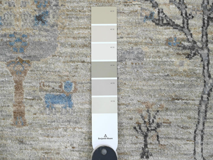 7'11" x 8'0" New Hand Knotted Grey Wool Round Oriental Rug - MOA10289797