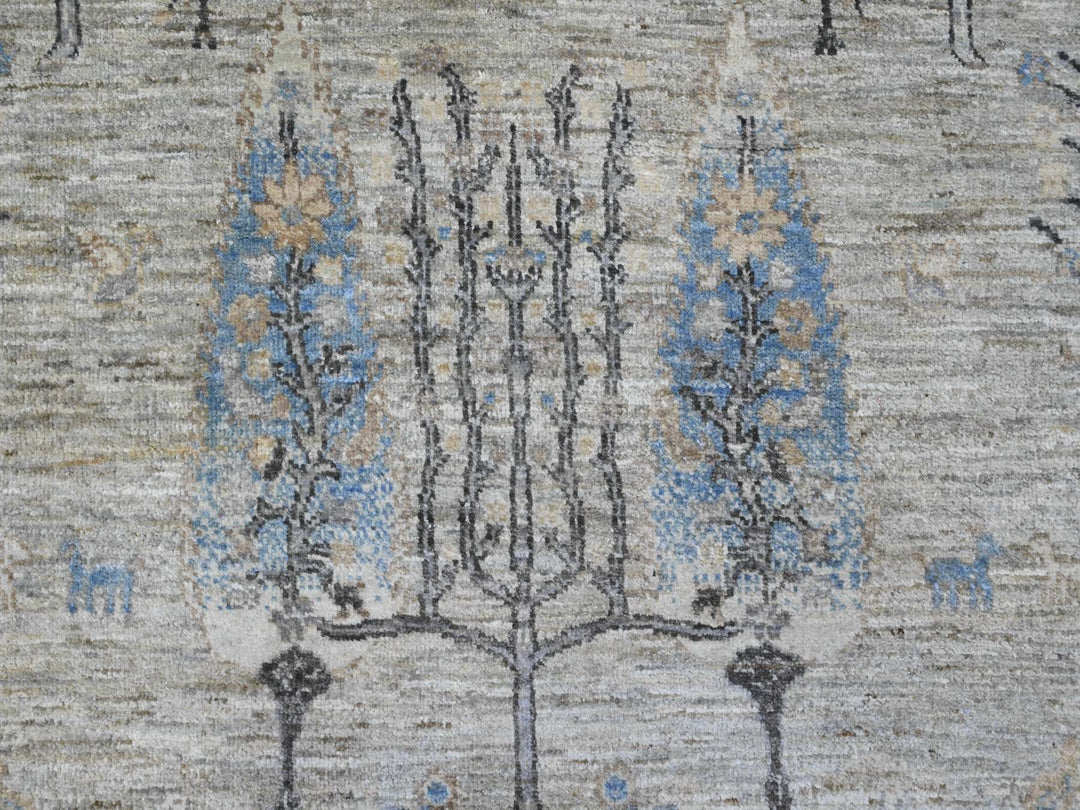 7'11" x 8'0" New Hand Knotted Grey Wool Round Oriental Rug - MOA10289797