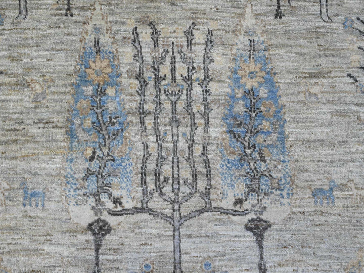 7'11" x 8'0" New Hand Knotted Grey Wool Round Oriental Rug - MOA10289797