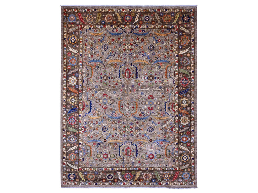 10'0" x 13'4" New Hand Knotted Grey Wool Rectangle Oriental Rug - MOA10289798