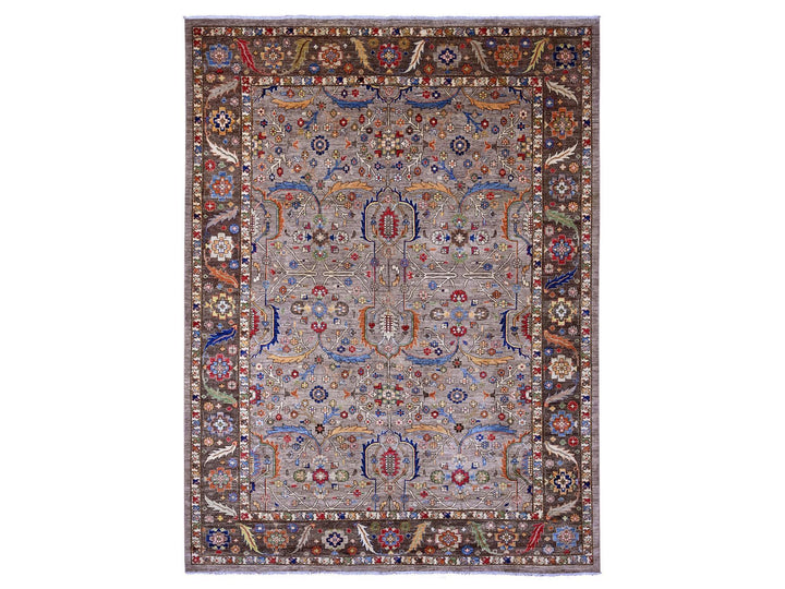 10'0" x 13'4" New Hand Knotted Grey Wool Rectangle Oriental Rug - MOA10289798