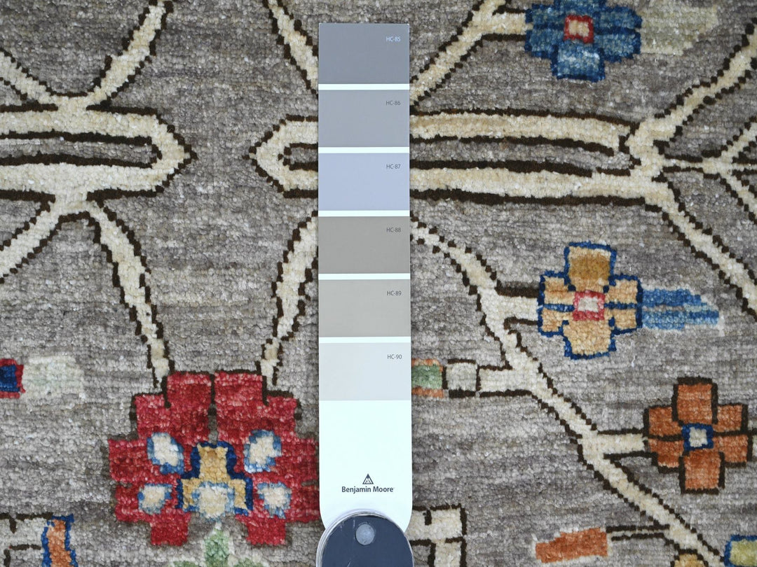 10'0" x 13'4" New Hand Knotted Grey Wool Rectangle Oriental Rug - MOA10289798