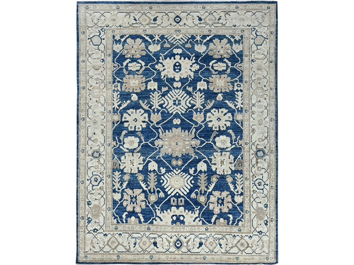 8'11" x 11'11" New Hand Knotted Blue Wool Rectangle Oriental Rug - MOA102897