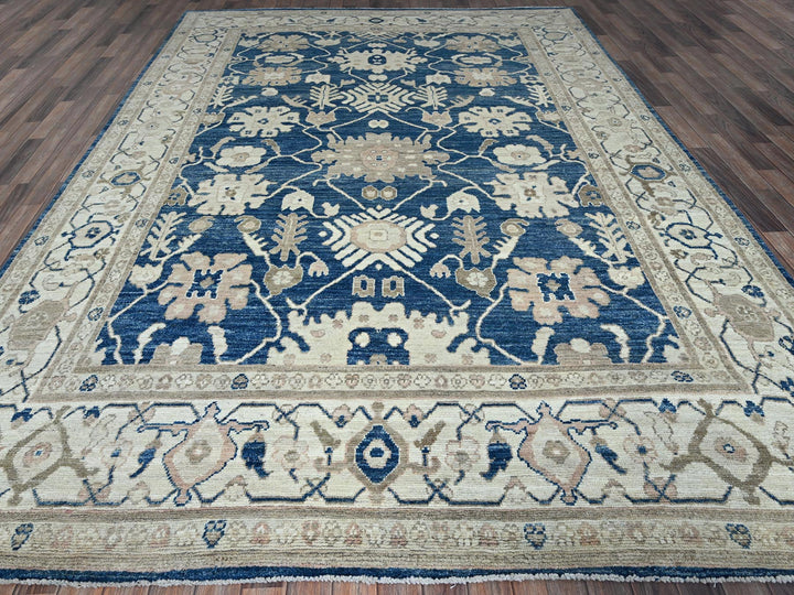8'11" x 11'11" New Hand Knotted Blue Wool Rectangle Oriental Rug - MOA102897