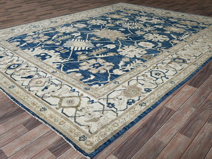 8'11" x 11'11" New Hand Knotted Blue Wool Rectangle Oriental Rug - MOA102897