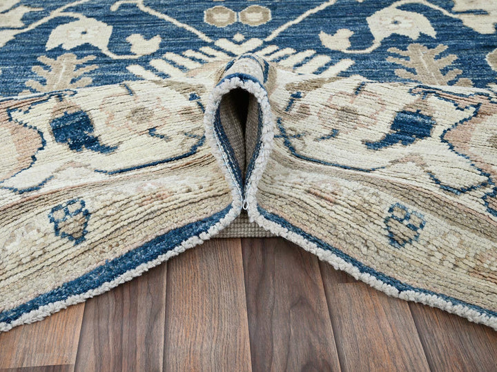 8'11" x 11'11" New Hand Knotted Blue Wool Rectangle Oriental Rug - MOA102897