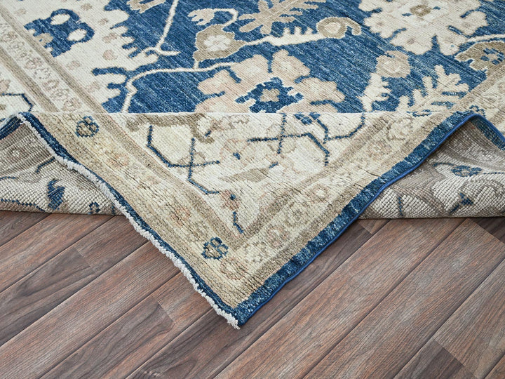 8'11" x 11'11" New Hand Knotted Blue Wool Rectangle Oriental Rug - MOA102897