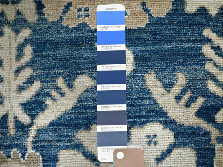 8'11" x 11'11" New Hand Knotted Blue Wool Rectangle Oriental Rug - MOA102897